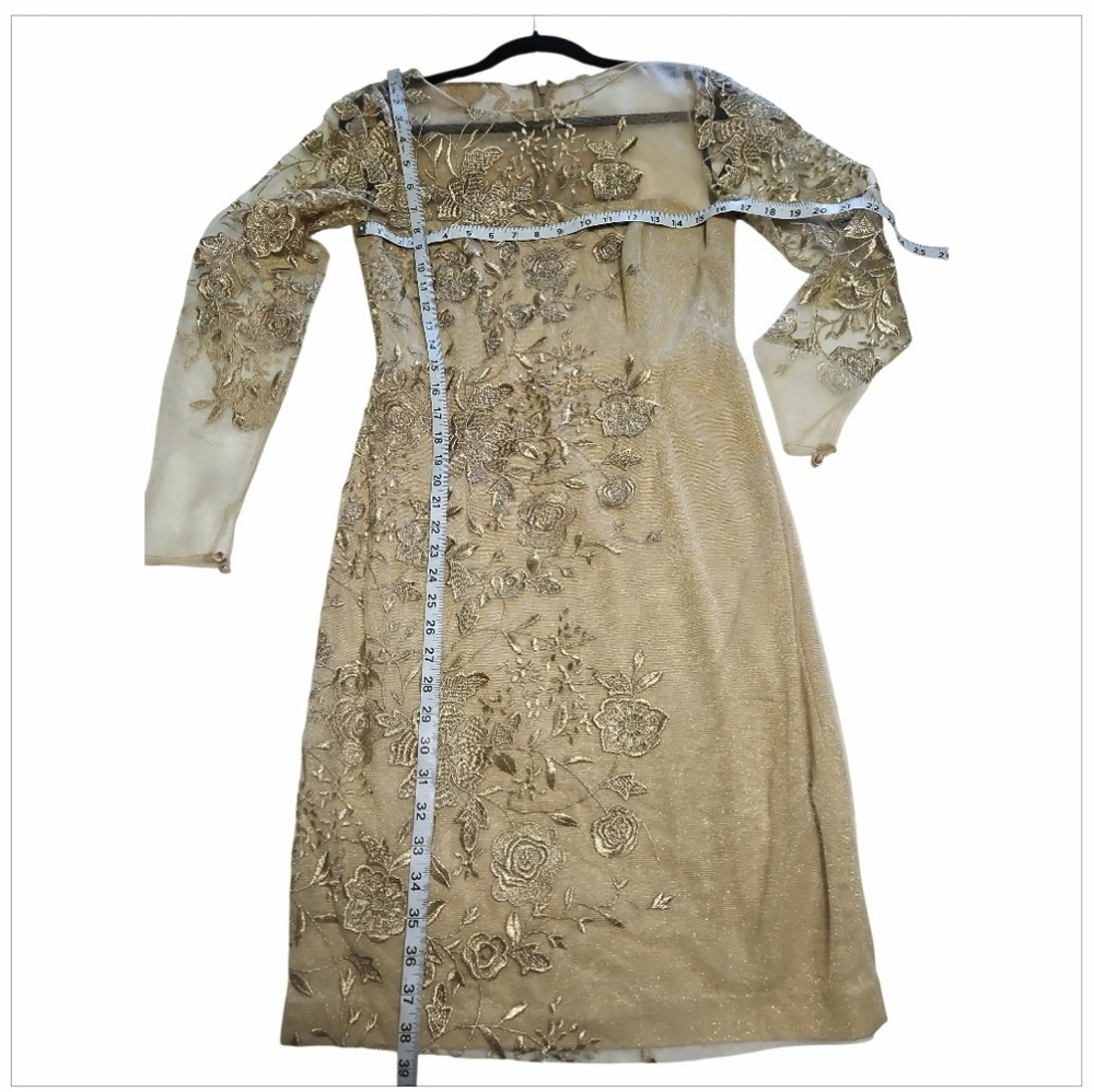 David Meister Floral Sheath Embroidered Knee Length Dress Sz 6 - Picture 6 of 12